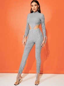 Xclusive Habit Đơn vị Nữ Cắt ra Dây kéo màu trơn - Màu Xám nhạt - Xem 5