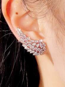 Cubic Zirconia Decor Earrings - Silver - View 2