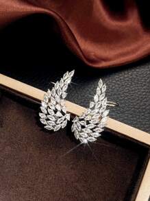 Cubic Zirconia Decor Earrings - Silver - View 7