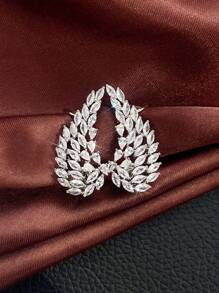 Cubic Zirconia Decor Earrings - Silver - View 9