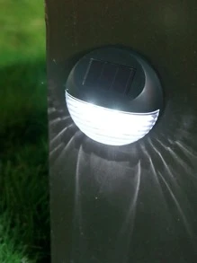 1 pieza Luz solar de pared para exteriores, lámpara solar redonda para decoración del jardín y el patio - Blanco - Ver 2