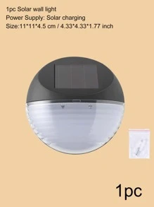 1 pieza Luz solar de pared para exteriores, lámpara solar redonda para decoración del jardín y el patio - Blanco - Ver 5