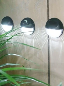 1 pieza Luz solar de pared para exteriores, lámpara solar redonda para decoración del jardín y el patio - Blanco - Ver 8