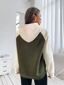 SHEIN Unity 字母刺绣插肩袖连帽衫，长袖上衣 - 彩色 - 查看 3