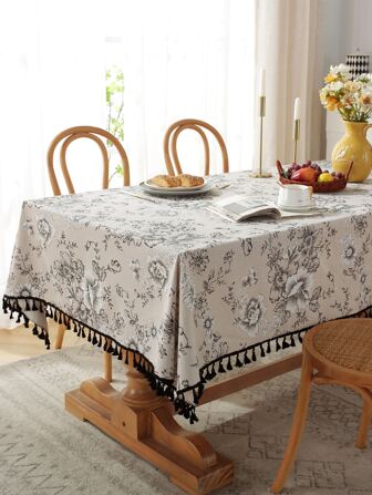 1 pieza Mantel con patrón de flor