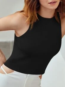 BizChic 素色條紋針織背心上衣工作服 - 黑色 - 查看 5