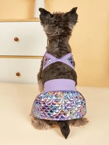 2pcs Fish Scale Decor Pet Bikini Set Halloween Halloween Costumes - Purple - View 1