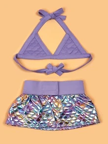2pcs Fish Scale Decor Pet Bikini Set Halloween Halloween Costumes - Purple - View 5