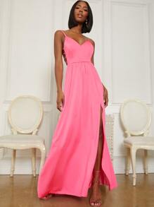 Open Back Strappy Cage Detail Cami Dress - Pink - View 5