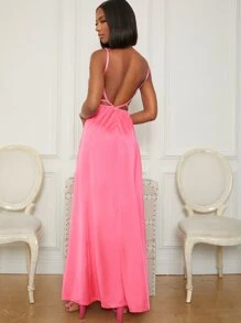 Open Back Strappy Cage Detail Cami Dress - Pink - View 1