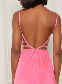 Open Back Strappy Cage Detail Cami Dress - Pink - View 3