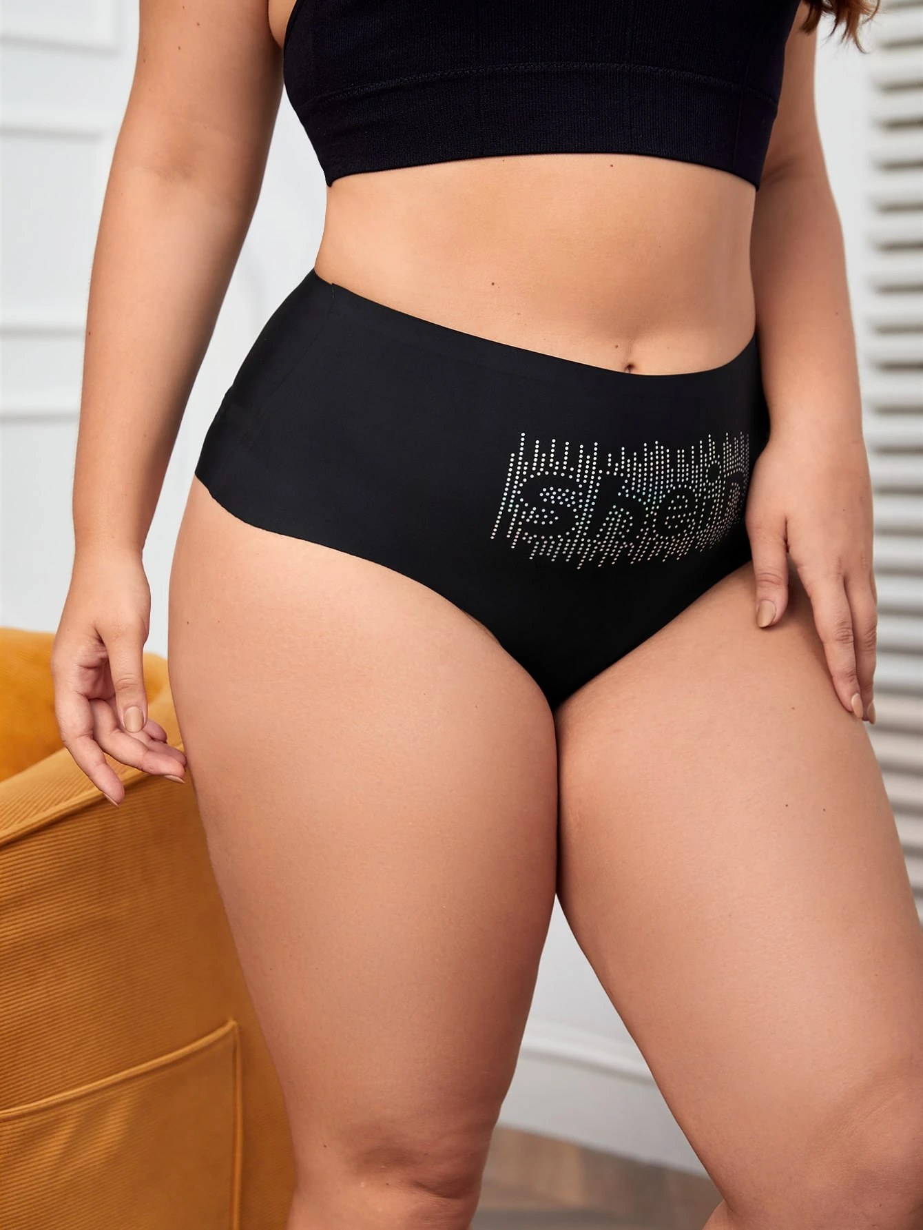 Miniatura 4 de Bragas con estampado de letra con diamante de imitación