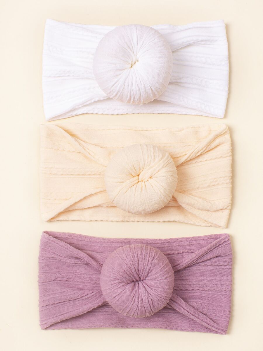 3 chiếc băng đô co giãn mềm mại bằng nylon màu kẹo hình bánh rán cho trẻ sơ sinh - Nhiều màu - Xem 1