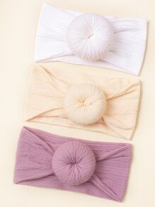 3 chiếc băng đô co giãn mềm mại bằng nylon màu kẹo hình bánh rán cho trẻ sơ sinh - Nhiều màu - Xem 3