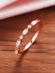 Nhẫn trang trí đính đá Cubic Zirconia - Hoa hồng vàng - Xem 2