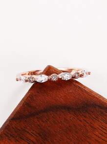 Nhẫn trang trí đính đá Cubic Zirconia - Hoa hồng vàng - Xem 5