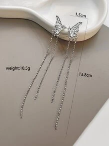 Bướm & Tua kim loại Trang trí Tai Cuff - Bạc - Xem 3