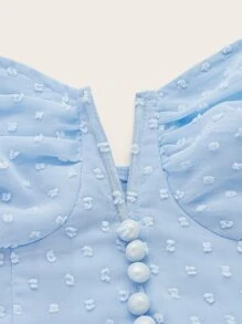 SHEIN MOD 圓點肩上打結多層下擺吊帶洋裝 - 淺藍色 - 查看 2