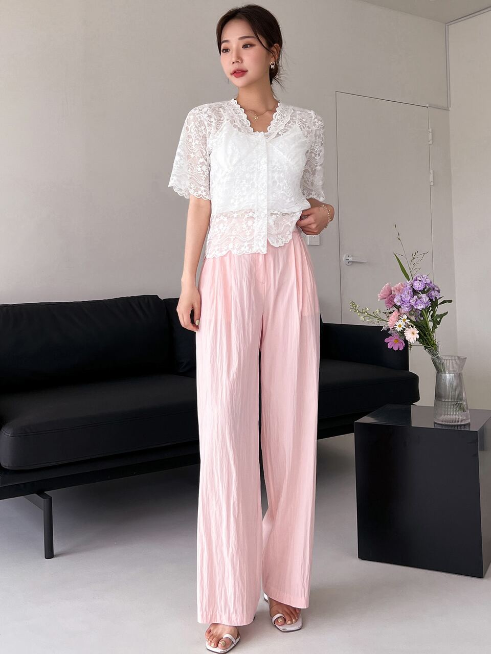 Scallop Trim Lace Top
