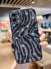 Zebra Striped Rhinestone Decor Phone Case