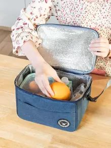 1入組帶熊圖案的保溫午餐袋 - 防水且可攜帶上學或上班 - 讓您的食物保持新鮮美味 - 藍色 - 查看 1