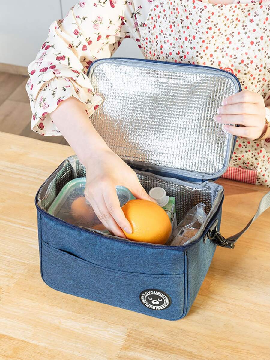 1入組帶熊圖案的保溫午餐袋 - 防水且可攜帶上學或上班 - 讓您的食物保持新鮮美味 - 藍色 - 查看 1