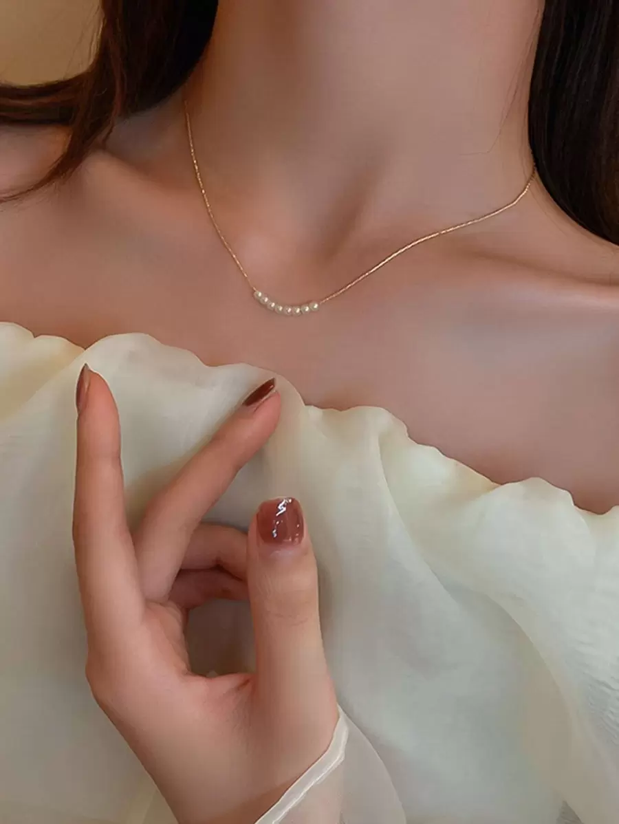 Andkiss Đồ trang trí Ngọc Trai giả Dây chuyền