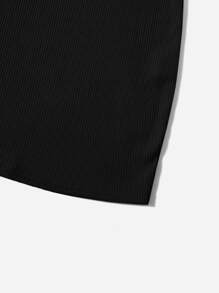 SHEIN Bộ hai mảnh Gái Gân đan màu trơn Ăn mặc đẹp - màu đen - Xem 3