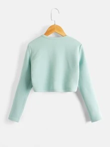 SHEIN Girls Open Front Jacket - Mint Green - View 2