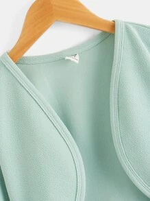 SHEIN Girls Open Front Jacket - Mint Green - View 3