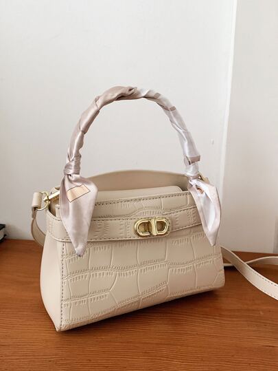 CONTAINEVERY وشاح مربع مزخرف بطبعة جلد التمساح الناعم والأنيق، مناسب للمراهقات والنساء والطالبات الجامعيات والموظفات، مثالي للمكتب والجامعة والعمل والتنقل والرحلات الخارجية والسفر. حقيبة نسائية بطبعة حيوانية مناسبة للعمل والأعمال الرسمية.