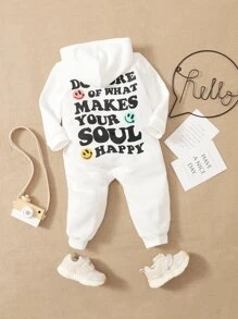 SHEIN Baby Zipper Front Hooded Jumpsuit - White - View 5