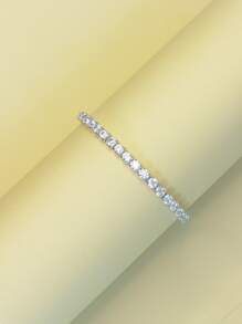 1pc Fashionable Crystal Tennis Bracelet - Silver - View 1