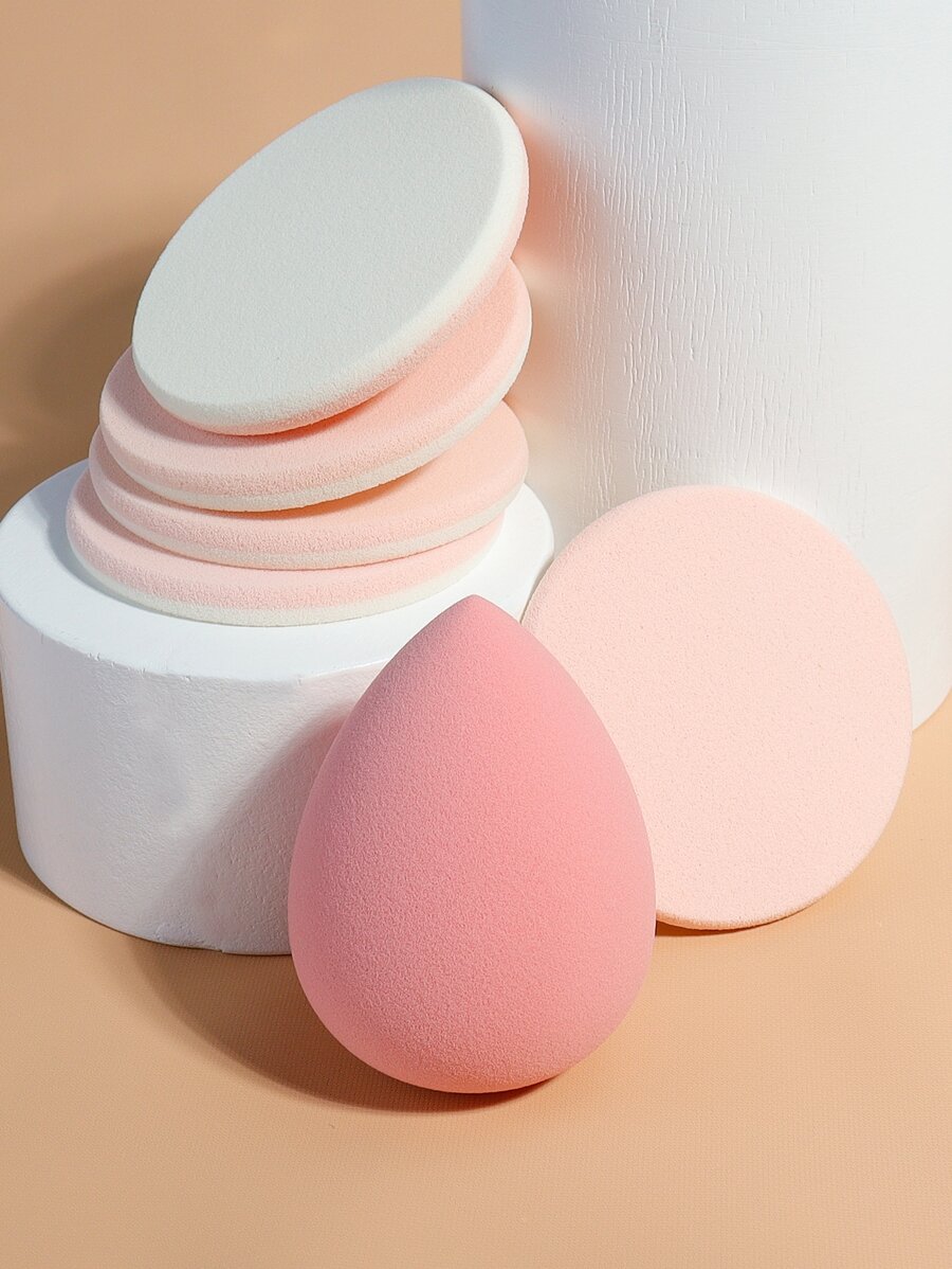 1个水滴形化妆海绵和5个化妆粉扑，价格实惠，适合作为圣诞礼物，化妆品，化妆工具，便宜好物，礼品，女士礼品，圣诞礼物