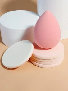 1个水滴形化妆海绵和5个化妆粉扑，价格实惠，适合作为圣诞礼物，化妆品，化妆工具，便宜好物，礼品，女士礼品，圣诞礼物