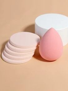 1个水滴形化妆海绵和5个化妆粉扑，价格实惠，适合作为圣诞礼物，化妆品，化妆工具，便宜好物，礼品，女士礼品，圣诞礼物