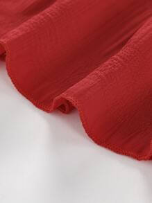 Niñas Vestido con cinturón ribete con fruncido de manga farol - Rojo - Ver 6