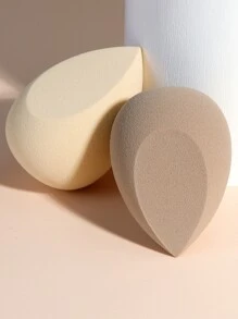 2入組乾/濕雙用水滴形美妝蛋套裝，帶有斜邊，適用於所有皮膚類型，柔軟耐用，滿足日常和旅行的化妝需求 - 彩色 - 查看 3