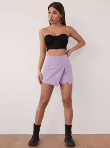 SHEIN SXY Solid Split Front Skort - Lilac Purple - View 3