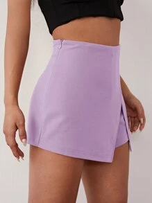 SHEIN SXY Solid Split Front Skort - Lilac Purple - View 4