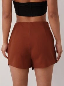 SHEIN SXY Skort unicolor con abertura delantera - Óxido marrón - Ver 2