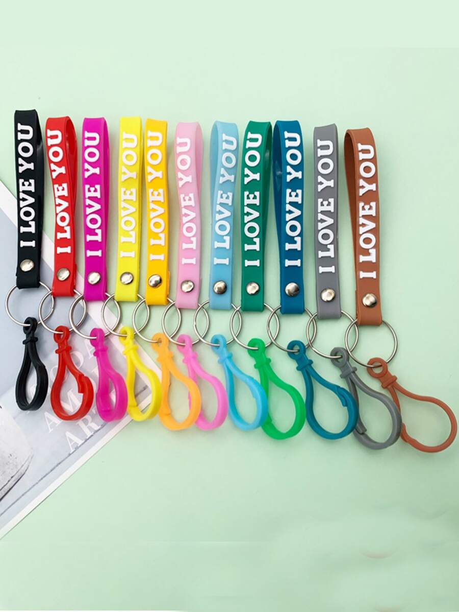 5pcs Random Slogan Graphic Keychain - Multicolor - View 1