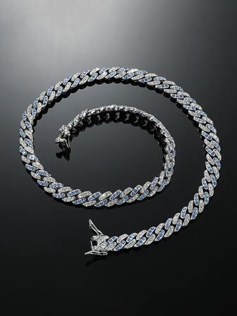 適合女士男士水鑽鏈條樣式項鍊鏈條金光閃閃冰鎮,適用於首飾類禮品和派對