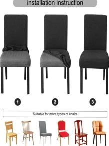 1pc Solid Stretchy Chair Slipcover - Black - View 5