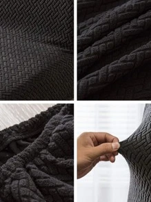 1pc Solid Stretchy Chair Slipcover - Black - View 4