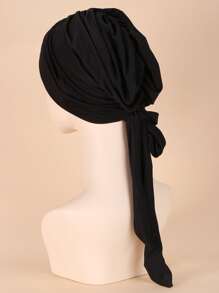 Tie Back Head Wrap - Black - View 2