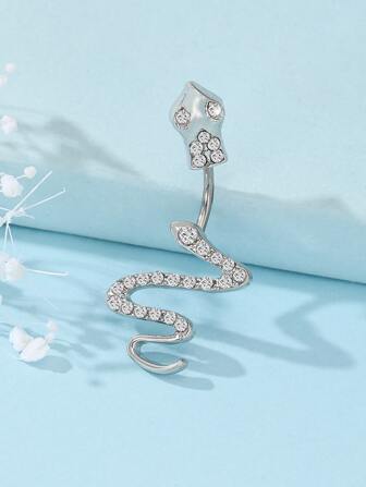水鑽蛇裝飾臍環中性不銹鋼水晶龐克穿孔-A時尚身體鏈禮品適用於任何場合