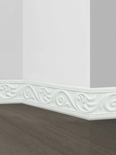1 rolă 3D flori frunze model relief romantic design special autocolant pentru plintă, material spumă XPE autoadeziv rezistent la impact, decor de casă în stil minimalist modern, plintă de renovare material de îmbunătățire a locuinței pentru protejarea marginilor peretelui, disponibile în diverse culori și dimensiuni, ușor de curățat, autocolante, decal de perete, decal vinil pentru decorațiuni interioare, articole decorative de primăvară reîmprospătează-ți casa, autocolante decorative Rama