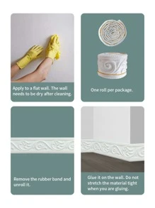 1 Roll 3D Flower Leaves Vine Pattern Relief Romantic Special Design Skirting Line Sticker, XPE Foam Material Self-Adhesive Crashproof Wall Sticker, Minimalist Modern Style Home Decor, Renovation Skirting Line Home Improvement Material For Protecting Wall Edges, Various Colors And Sizes Are Available, Easy To Clean, Stickers, Wall Decal, Vinyl Decal For Home Decorations, Spring Decoration Items Refresh Your Home, Rama Decoration Stickers