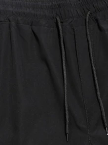 Manfinity 男士腰部抽繩工裝褲 - 黑色 - 查看 3